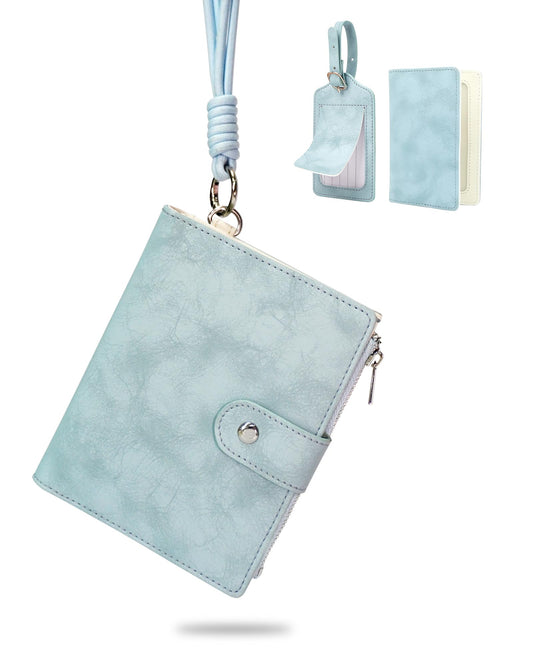 Aurevoxen Passport Wallet for Travel, Luxury Vegan Leather RFID Blocking Passport Holder & luggage tag for Women Men, Wristlet Wallet with Zipper Pocket, Couple Travel Essentials