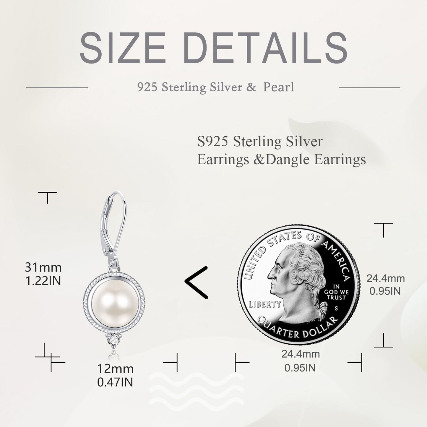 POPLYKE 925 Sterling Silver Pearl Leverback Earrings for Women Fresh Water Pearl Dangle Earrings Pearl Jewelry Gifts Birthday Hypoallergenic