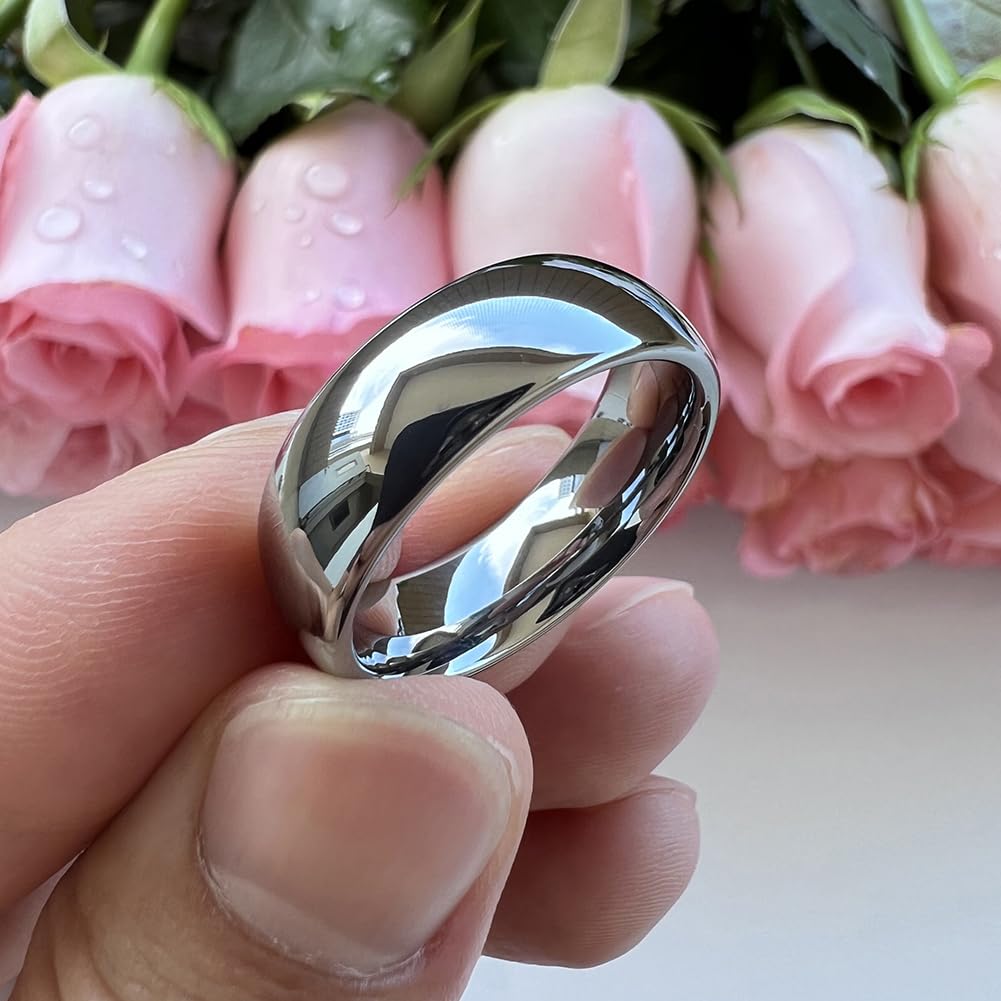 TUTISS 7mm Tungsten Carbide Rings for Men Women Engagement Wedding Bands Domed Polished Shiny Comfort Fit Size 11