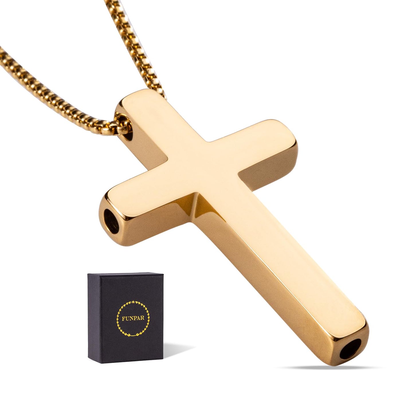 FUNPAR Cross Breathing Necklace for Anxiety Relief and Relaxation, Breathlink Design Quit Smoking Aid, Stainless Steel Mindfulness Tool to Calm, Stylish Wellness Gift for Adults(Gold)