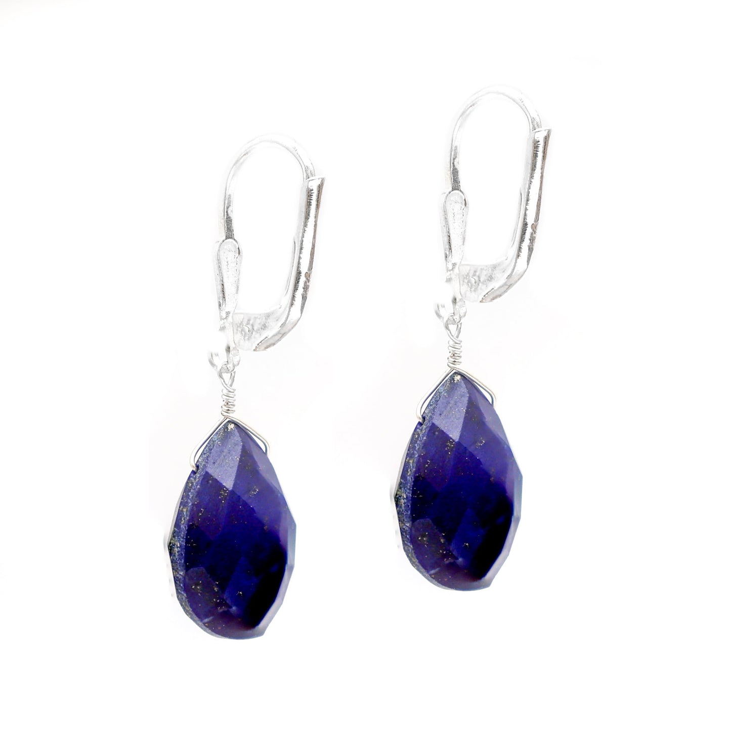 GEMINSPIRE Lapis Lazuli Pear Shape Tear Drop Earrings Suspended with Sterling Silver Lever Back Hoop, Elegant Handmade Dangling Earrings For Women, September Birthstone Jewelry