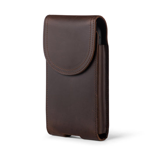 Hengwin Top Grain Leather Cell Phone Holster for Belt, Belt Pouch with Magnetic Closure Belt Clip/Loop, Phone Holder Belt Case Fit for iPhone 17 Pro Max 16 Pro Max Samsung Galaxy S26 Ultra (Coffee)