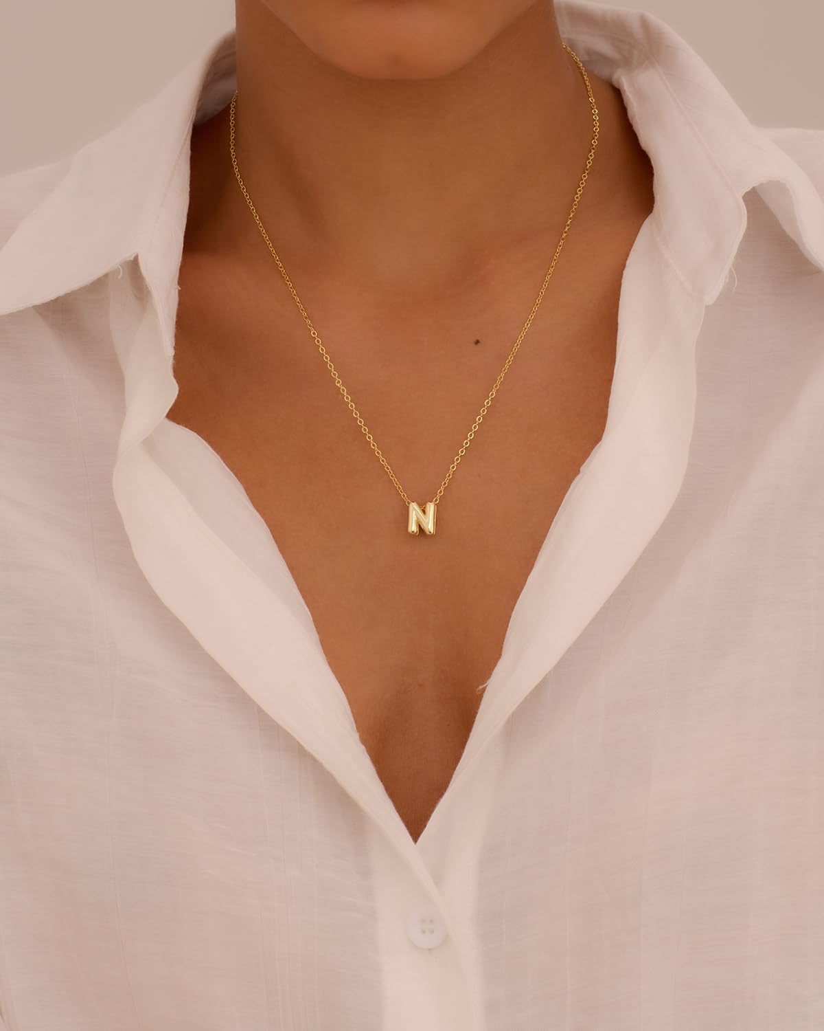 CUEZIY 14K Gold Plated Bubble Letter Necklace Initial Necklaces for Women Dainty Personalized Charm Pendant Name Necklace Cute Non Tarnish Fashion Accessories Teen Gift Trendy Stuff Jewelry Gifts