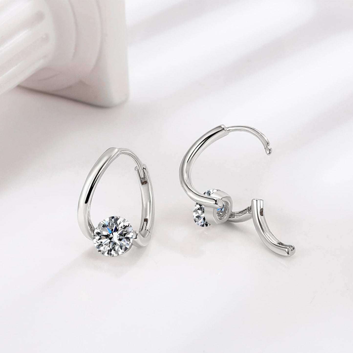 Lymphatic Earrings for Women Silver Zircon Hoop Huggie Earrings Dainty Fashion Jewelry Gifts
