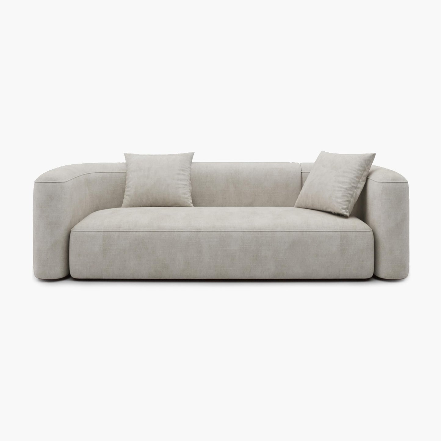 Acanva Luxury Modern Tight Curved Back Velvet Sofa, Minimalist Style Comfy Couch for Living Room Apartment, 3 Seater, Cream