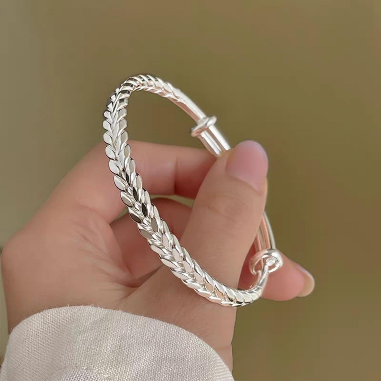 Baoaichi Handmade 925 Sterling Silver Bangle For Women Adjustable Silver Wrap Bracelets Boho Weave Pattern Cuff Bracelets Trendy Braided Bangles Jewelry Birthday Gifts for Women Wife