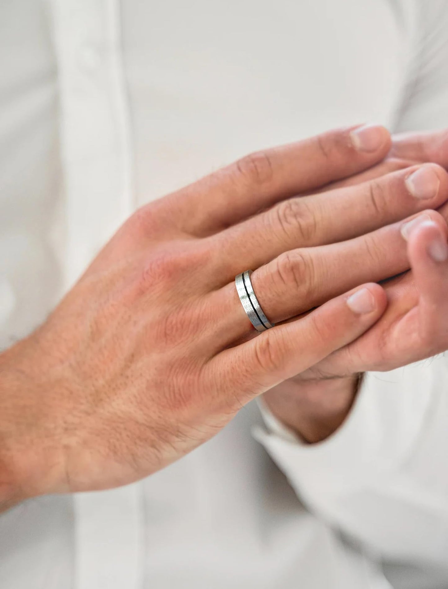 STARCHENIE Wedding Band Ring for Men, 925 Sterling Silver Comfort Fit, Brushed Matte Finish with Center Groove, Sizes 9