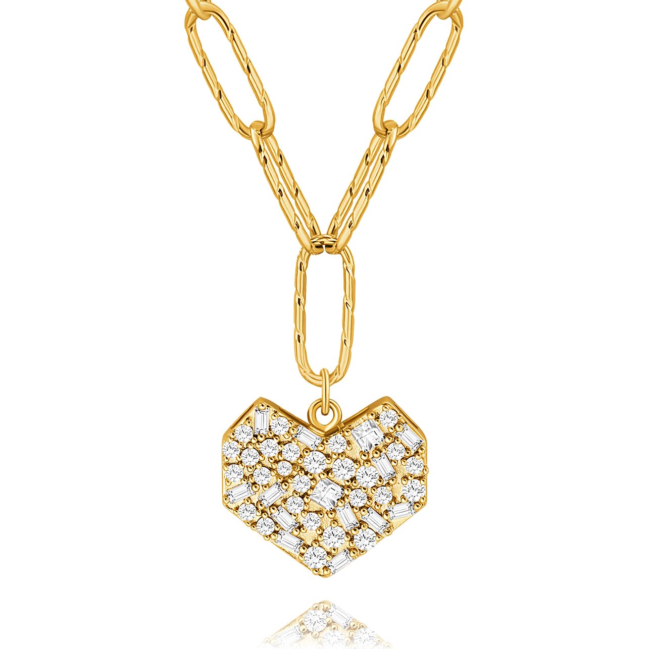 CANEVINKA Dainty Shining Heart Pendant Necklace for Women Forever Love Heart Jewelry Zirconia Heart Necklace Ideal Gift for Wife Mom Girlfriend