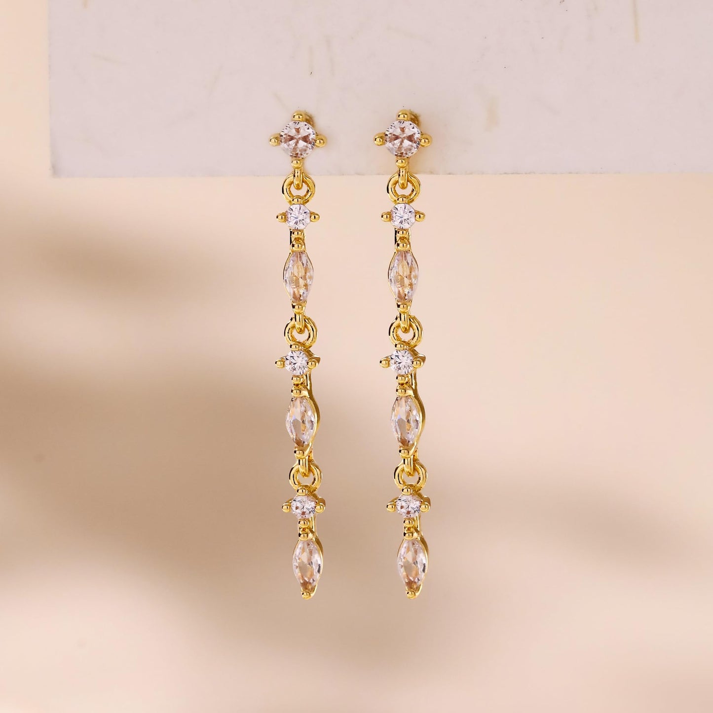 Solistra Gold Dangle Earrings for Women: Trendy Cubic Zirconia Drop Earrings, Hypoallergenic, Wedding & Valentine's Day Gifts
