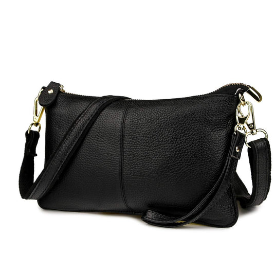 Artwell Genuine Leather Clutch Wallet For Women Wristlet Envelop Crossbody Purse Card Shoulder Bag (Black)