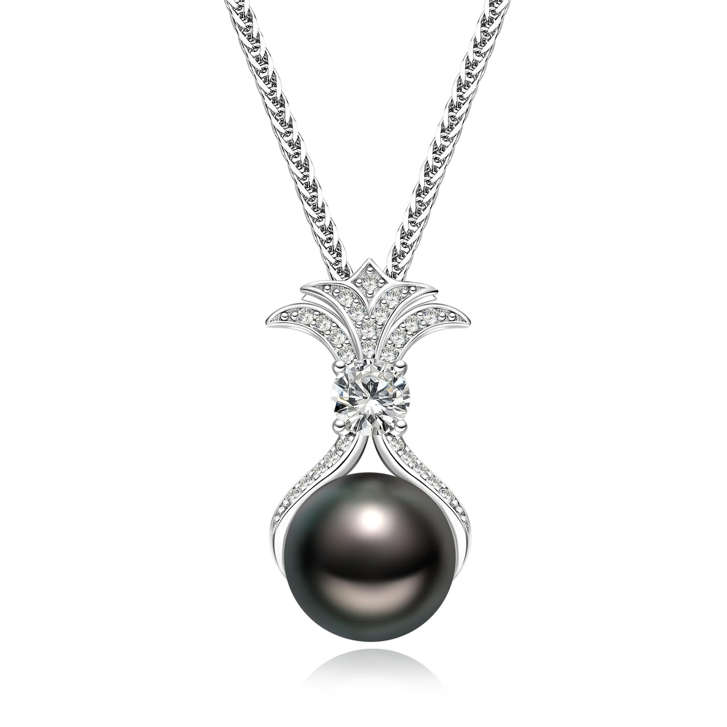 Pearl Necklaces for Women, Anniversary Birthday Gifts for Wife, Mom, Dauhter, Girlfriend, Grandma (Black 9-10mm)