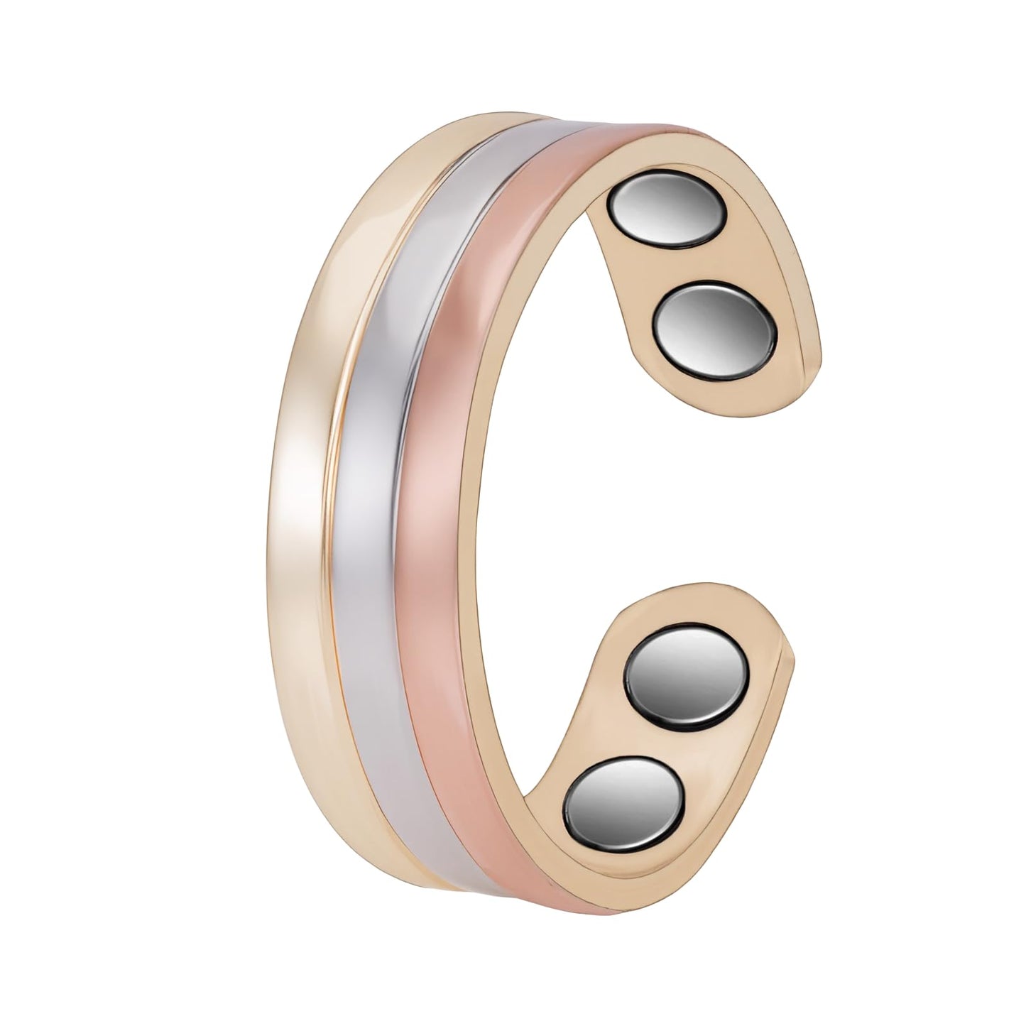 EnerMagiX Copper Rings for Women, 99.9% Pure Copper Magnetic Ring, Women's Jewelry Gifts(Tricolor Gold)