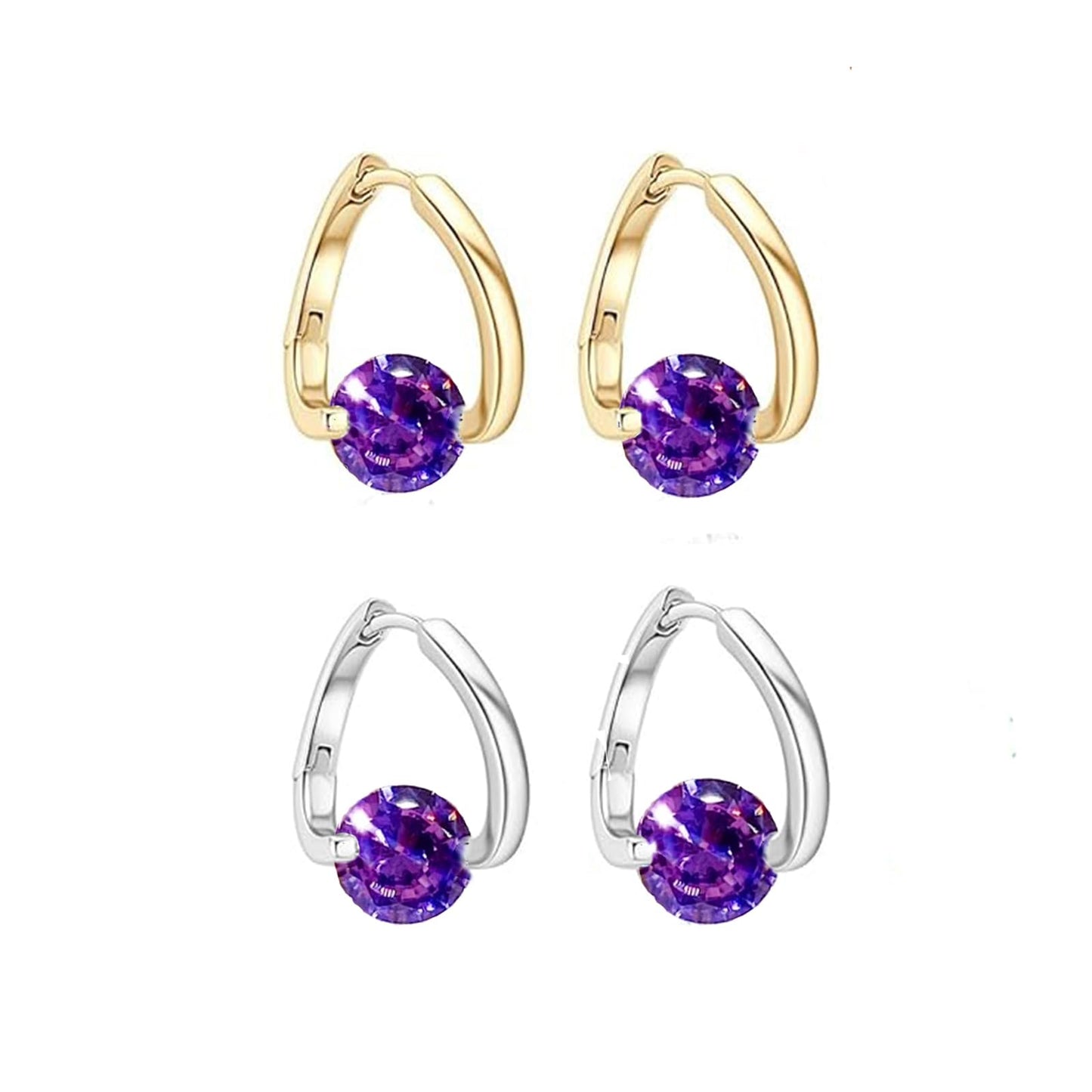 Halolux Lymphvity Germanium Earrings Atheniz Lymphatic Earrings Lymphatic Germanium Earrings Lymphatic Drainage Earrings Sparkle CZ Hoop Earrings for Women (2pair purple)