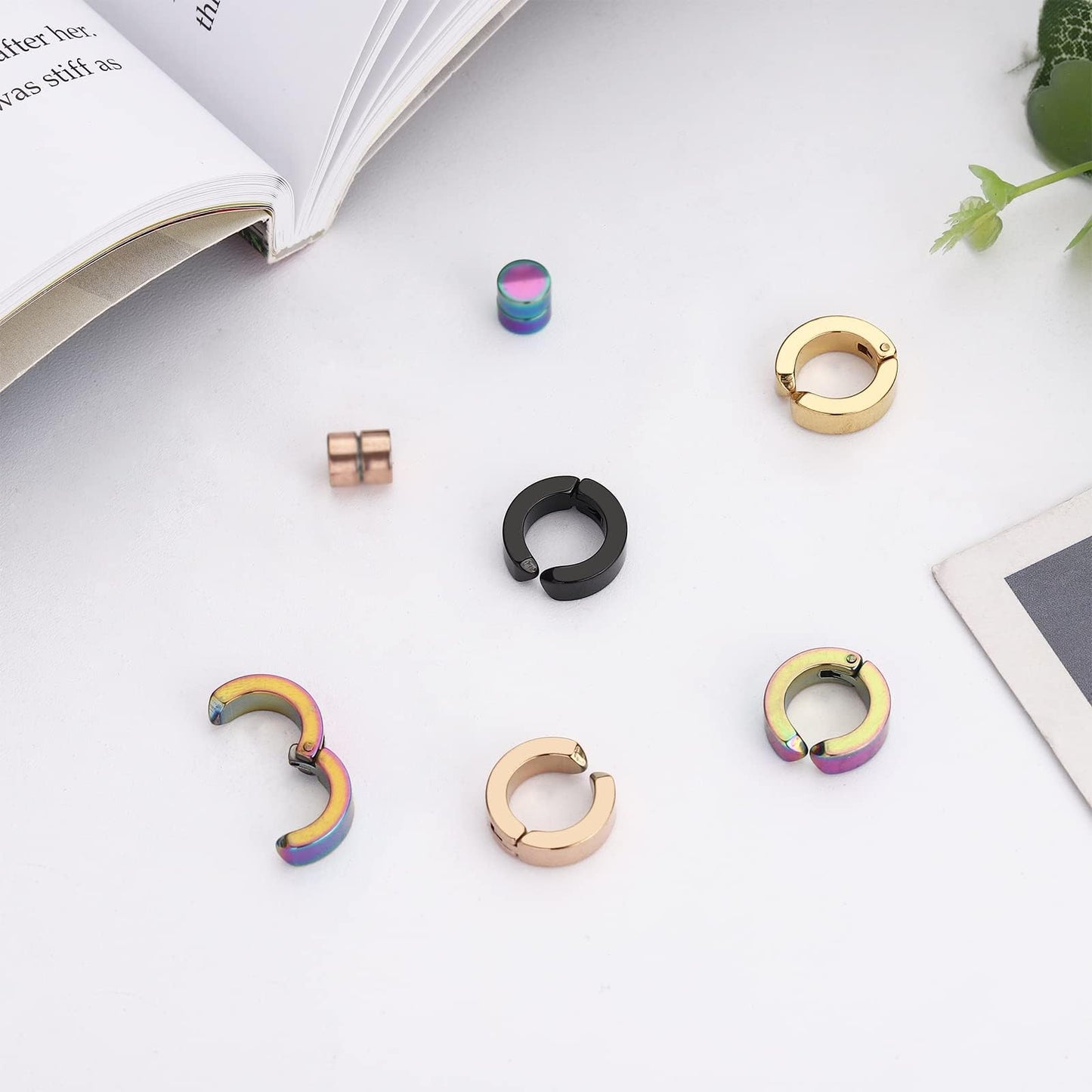 NEWITIN 15 Pairs Magnetic Stud Earrings for Men Clip on Earrings Stainless Steel Magnet Earring Unisex CZ Hoop Magnetic Stud Earring Set for Men Women