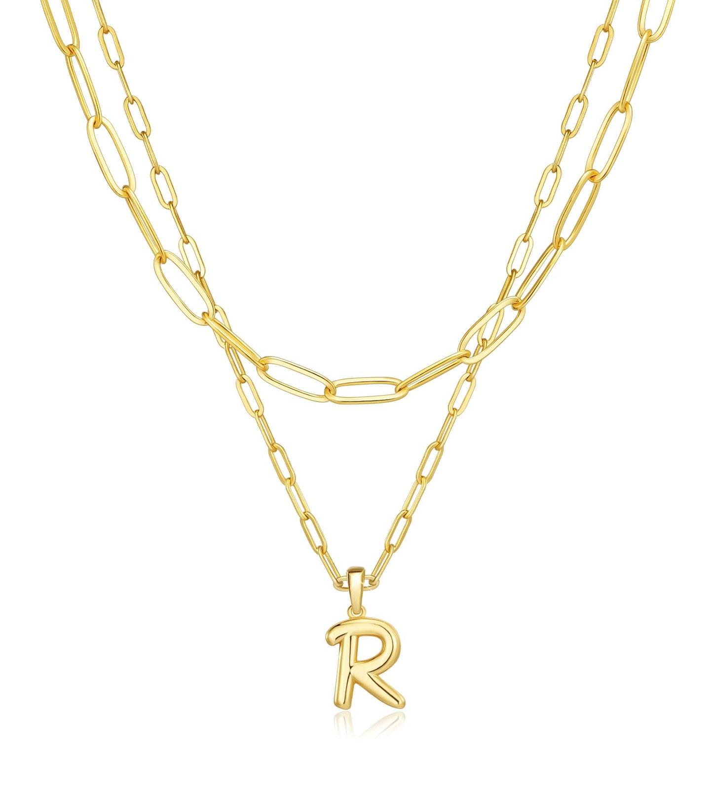 adoyi Gold Heart Initial Necklaces for Women Hers Dainty 14K Gold Plated Heart Layered Letter R Pendant Necklace Stack Jewelry Birthday Valentines Gifts for Women Mom and Wife