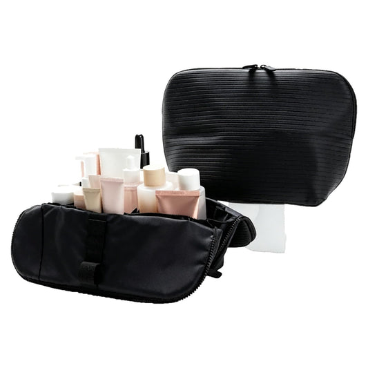 BXGJOSGH Parallel Travel Makeup Bag Women Large Capacity Makeup Organizer with Compartments, Fold-down Waterproof Toiletry Bag