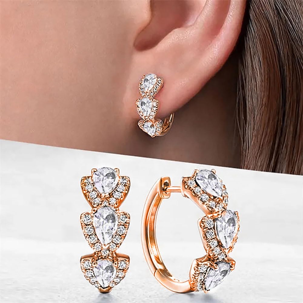 Histone Lymphatic Earring For Women, Lovefinity™ Honorable Joy Halolux Lymphvity Magnetotherapy Germanium Earrings Hoop Jewelry Gifts (Hoop-Rose Gold)