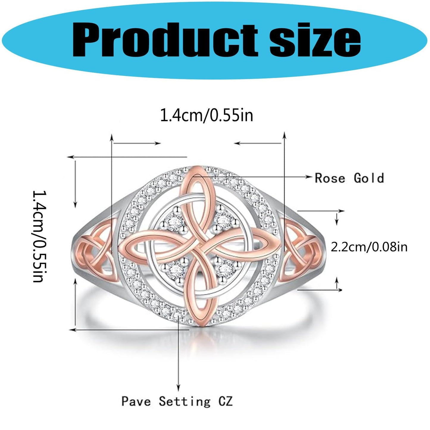 diyebof Women‘s Rings Copper Geometric Band Rings With Two Tone Zircon Accents Designed For Professional And Social Event In Sizes 6 To 10 (10)