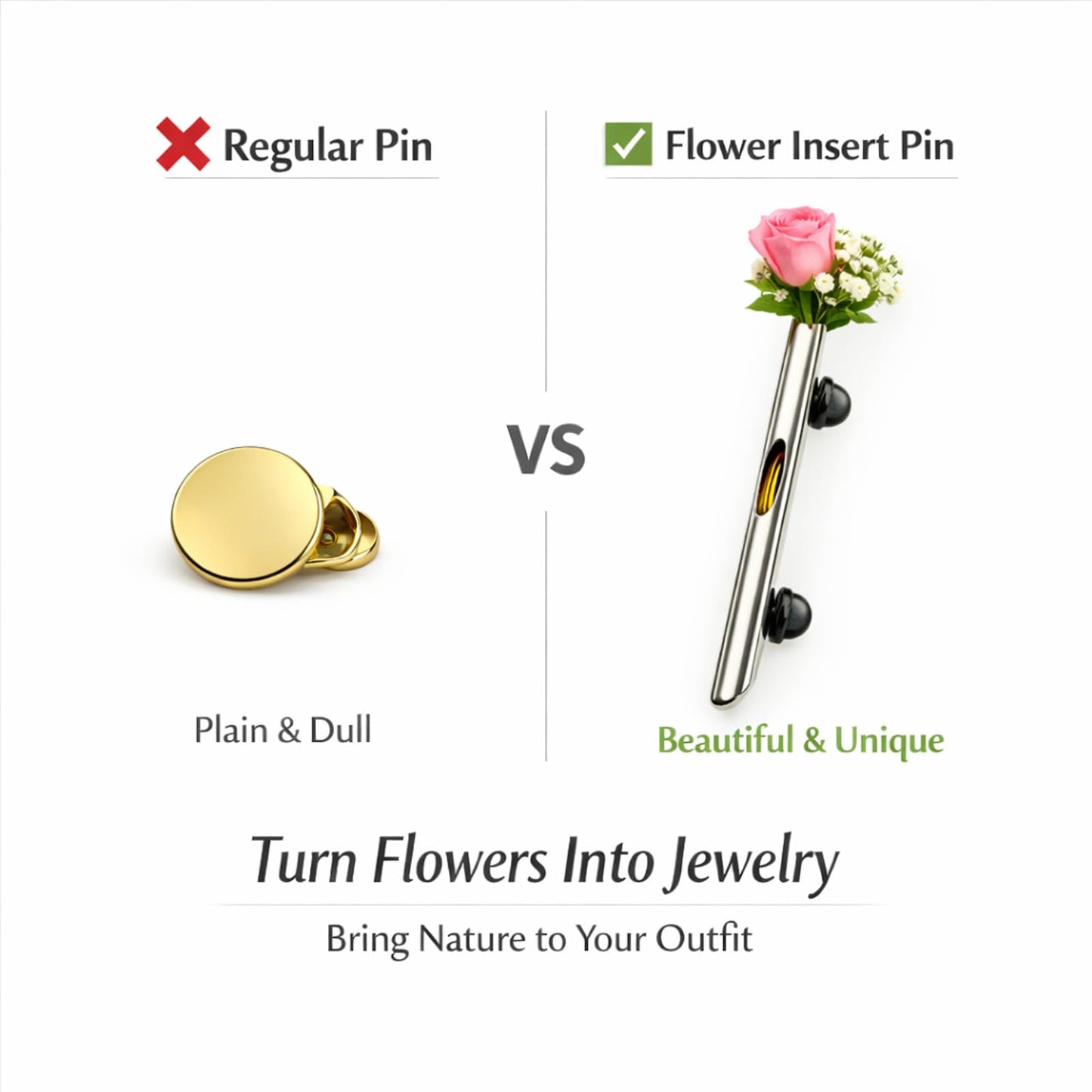 A Kind Brooch - Every Bloom Tells a Different Story, Branch-Shaped Flower Insert Brooch, DIY Elegant Jewelry for Women Men (2pcs)