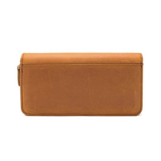 Geslun Genuine Leather Fountain Pen Case - Zippered Ballpoint Pen Pouch Bag with 4 Loops Holder, Inside Open Slot, Handmade Soft Cowhide, Vintage Stationery Gift for Men and Women, Brown