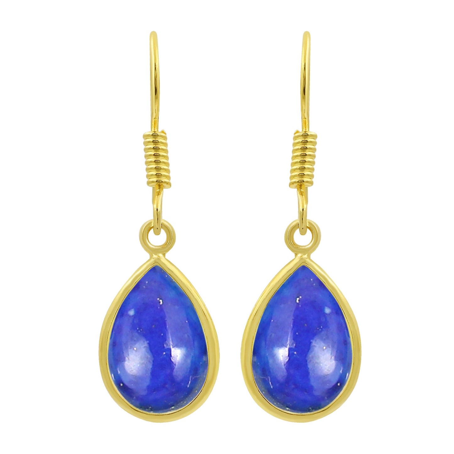 Natural Lapis Lazuli 14K Yellow Gold Plated Dangle Earrings for Women - Blue Gemstone September Birthstone Teardrop Shape Handmade Earrings - Women's Day Jewelry Gifts for Her