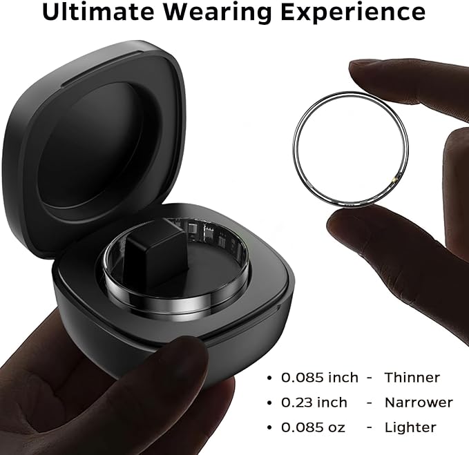 Ultra-Thin Smart Ring for Women Men,Sleep Tracker Ring with Heart Rate, Waterproof Fitness Ring for Activity Monitoring/Steps/Calories,No Subscription Fee,for iSO & Android (Silver,8#)