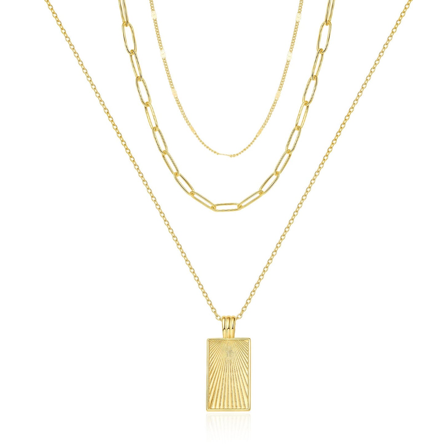 PDWZNBA Layered Gold-plated Necklaces for Women, 14K Real Gold-Plated Triple Chain Necklace, Dainty Choker Jewelry Set, Trendy Jewelry Gifts