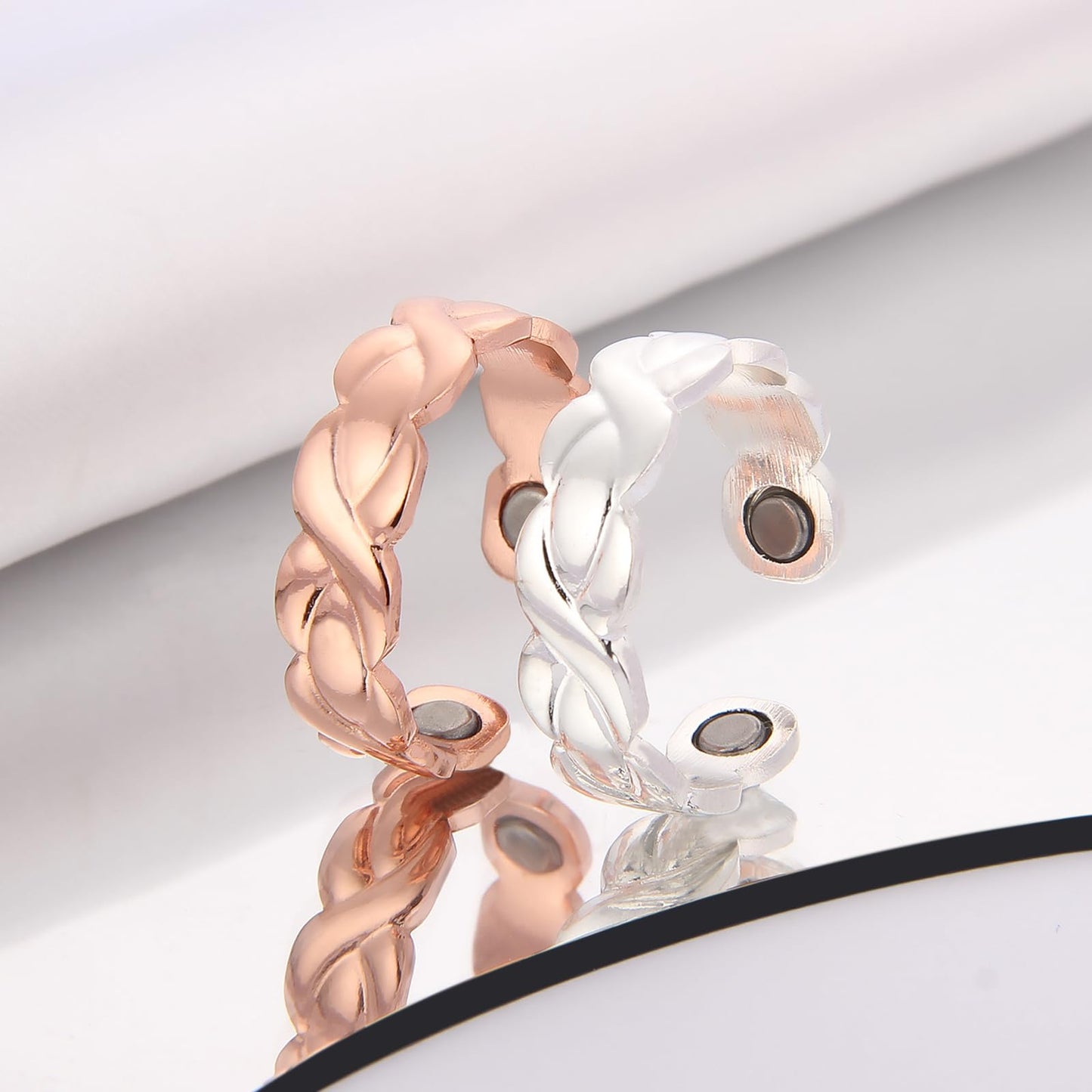 BioMag Copper Ring for Women for Lymphatic Drainage, 99.99% Pure Copper Magnetic Rings, Adjustable Jewelry Gifts for Women