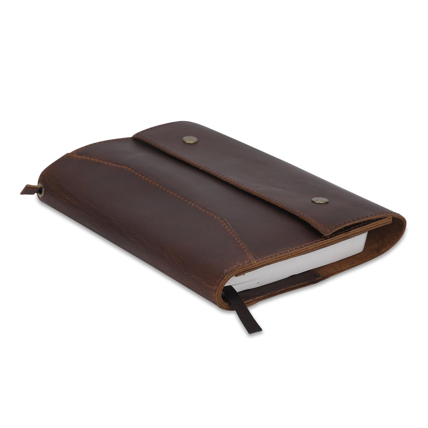 CestAntiQ Rustic Leather Journal Cover for A5 Notebooks Fits 5.75 x 8.25 Inch Sketchbooks 5.5 x 8.2 Inch Pads Refillable Organizer with Pen Loop 5 Card Slots Gift for Writers Professionals Brown