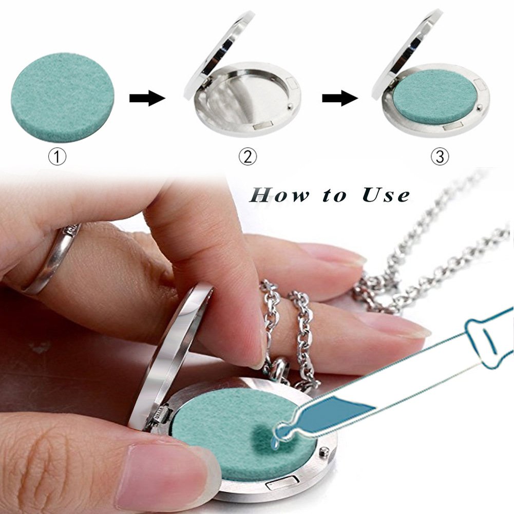 Aromatherapy Essential Oil Diffuser Necklace 316L Stainless Steel Locket Pendant with 24 Inch Chain(Angel)
