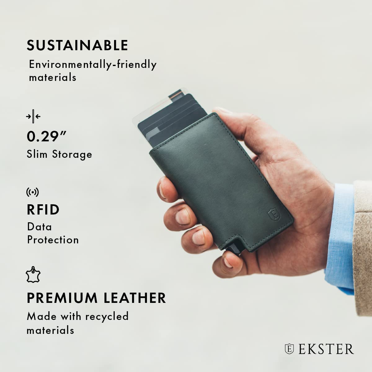 Ekster - Parliament Pop Up Minimalist Wallet for Men - Mens Wallets Leather - RFID Blocking Card Holder Wallet with Push Button and Card Ejection - Leather Wallet - Easy Access