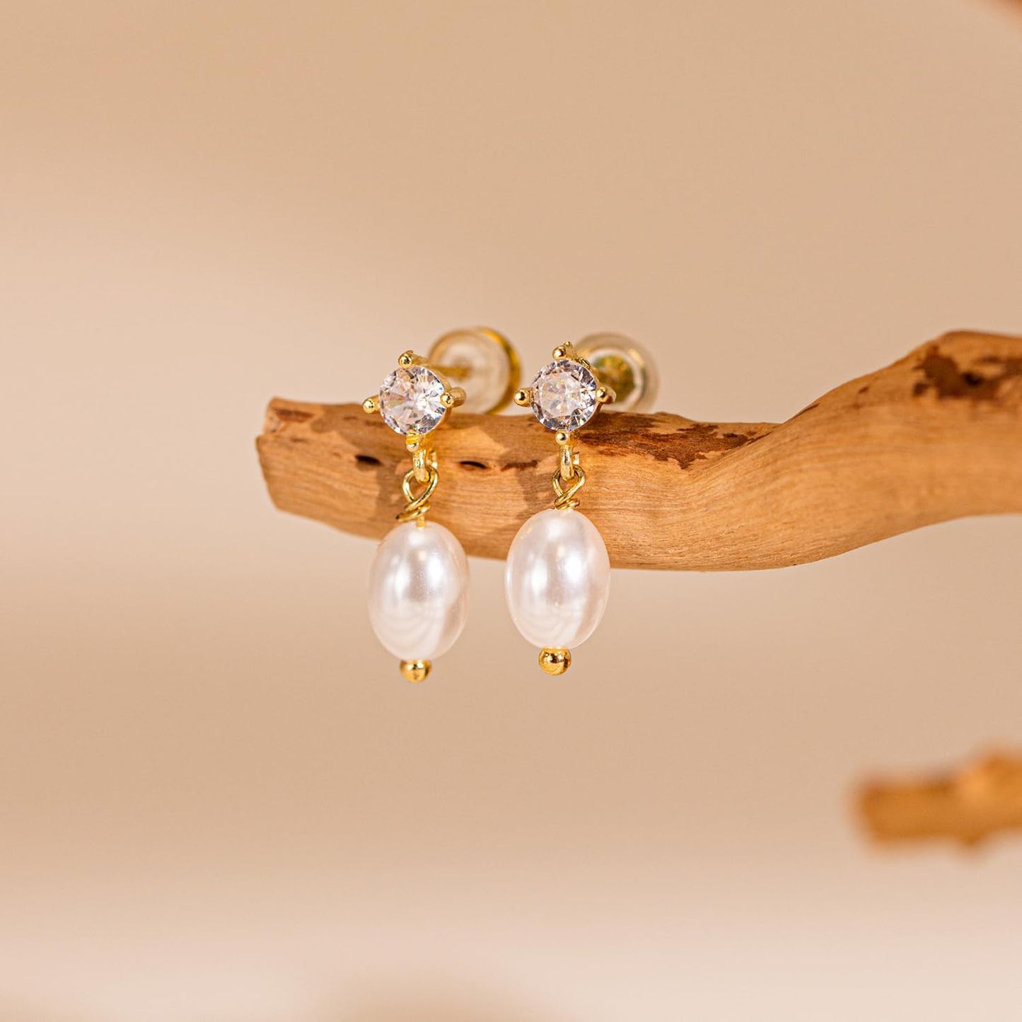 PRTGL Pearl Earrings: 14k Gold-plated Cubic Zirconia Pearl Drop Wedding Engagement Earrings For Women Bridal Bridesmaid