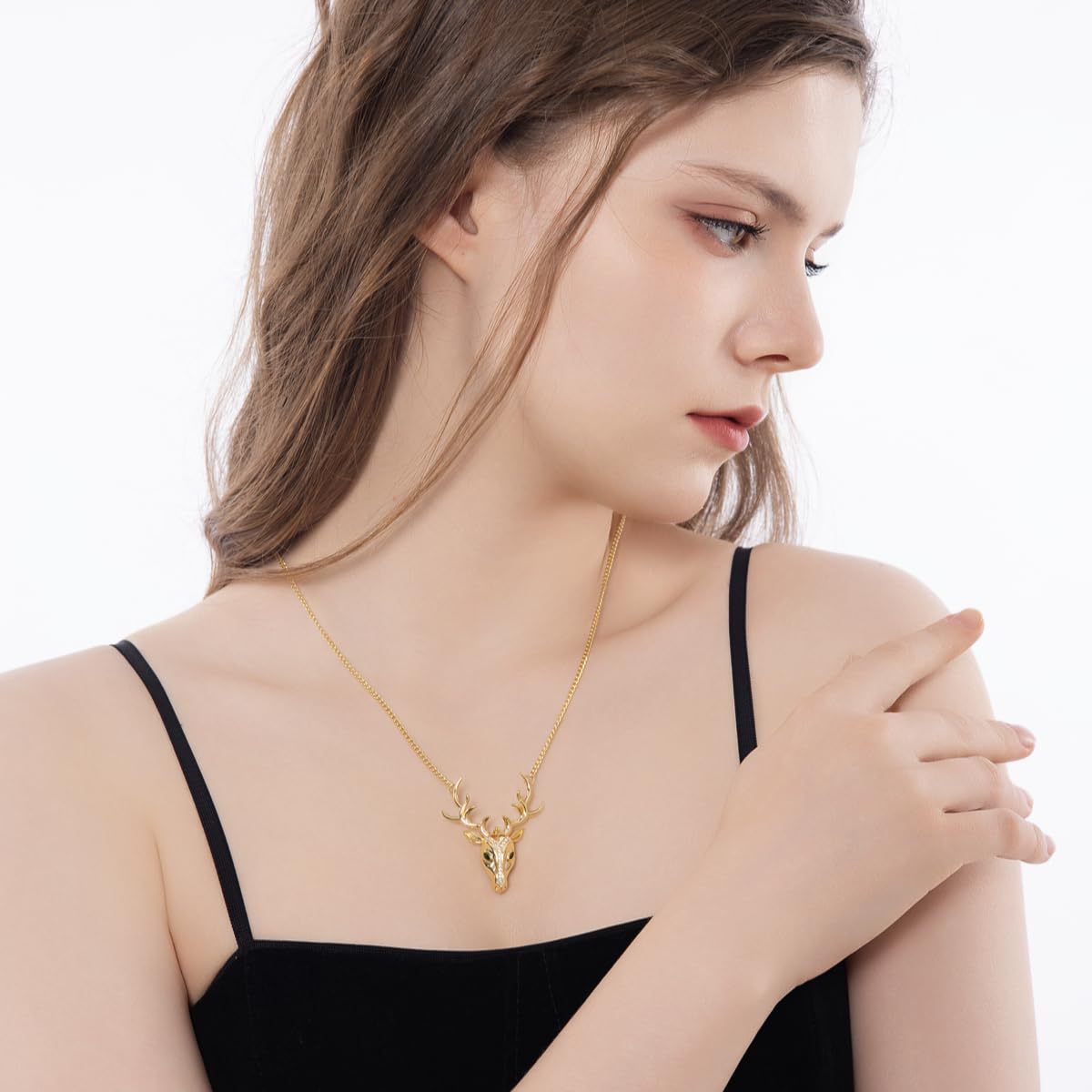 LOMEVERSE Essential Oil Diffuser Necklace - Hidden Scent Locket Jewelry for Anxiety & Stress Relief - Discreet 316L Stainless Steel Aromatherapy Necklace with Cubic Zirconia Buck Pendant - Yoga Self Care Gifts for Women, Mom, Nurse