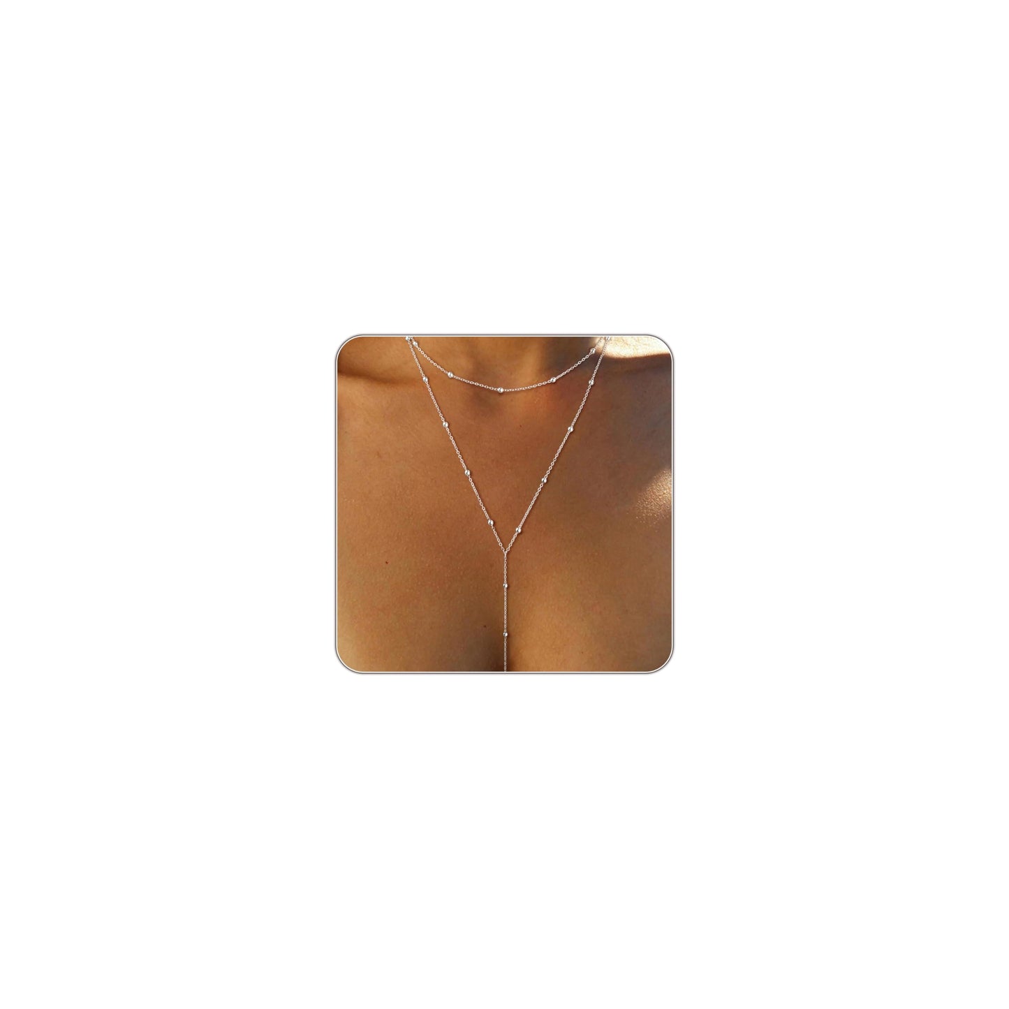 Fglqfam Lariat Necklace for Women, Dainty Long Necklaces, 14k Gold/Silver Plated Y-Shaped Drop Chain Necklace, Simple Layered Necklaces, Trendy Jewelry Gifts