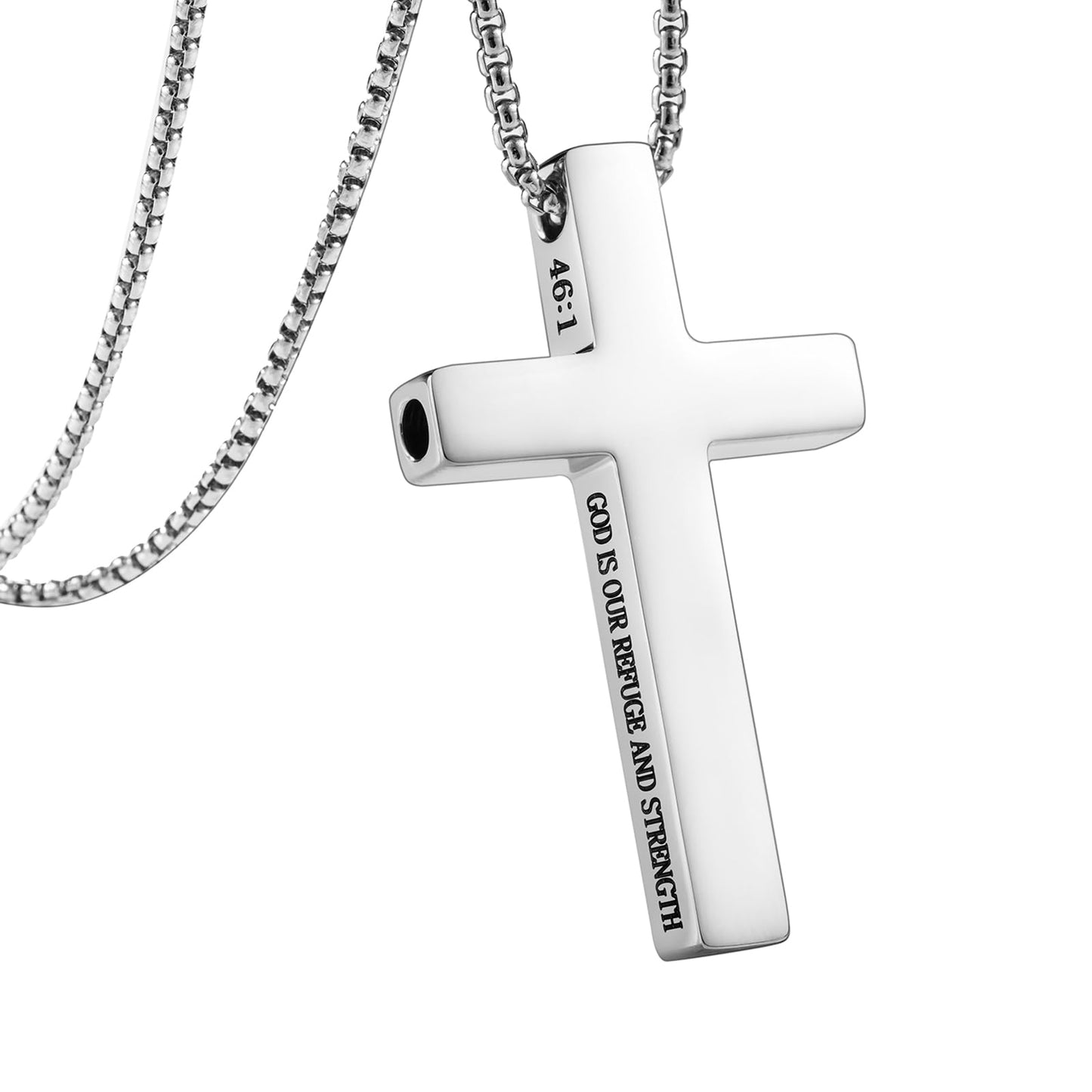 FUNPAR Cross Breathing Necklace for Anxiety Relief and Relaxation, Breathlink Design Quit Smoking Aid, Stainless Steel Mindfulness Tool to Calm, Stylish Wellness Gift for Adults(Silver 46:1)