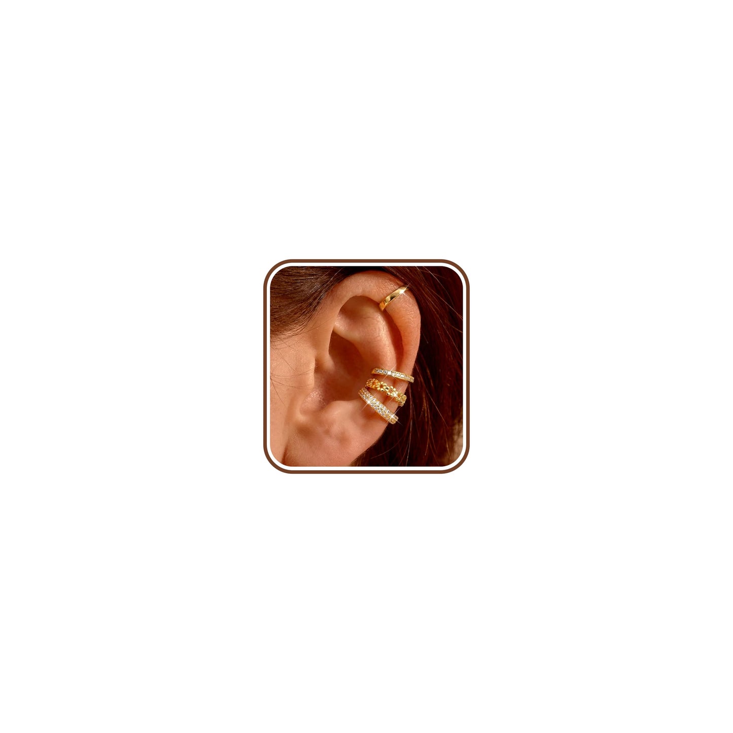 4 Pairs Ear Cuffs Non Piercing - 14K Gold Plated Ear Cuffs Earrings for Women Trendy Ear Cuff for Non Pierced Ears Clip On Carrtilage Earring Lightweight Adjustable Fake Earrings Set Dainty