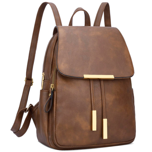 KKXIU Trendy Vegan Leather Backpack Purse for Women and Ladies Shoulder Travel Daypacks Bags (Z-Brown)