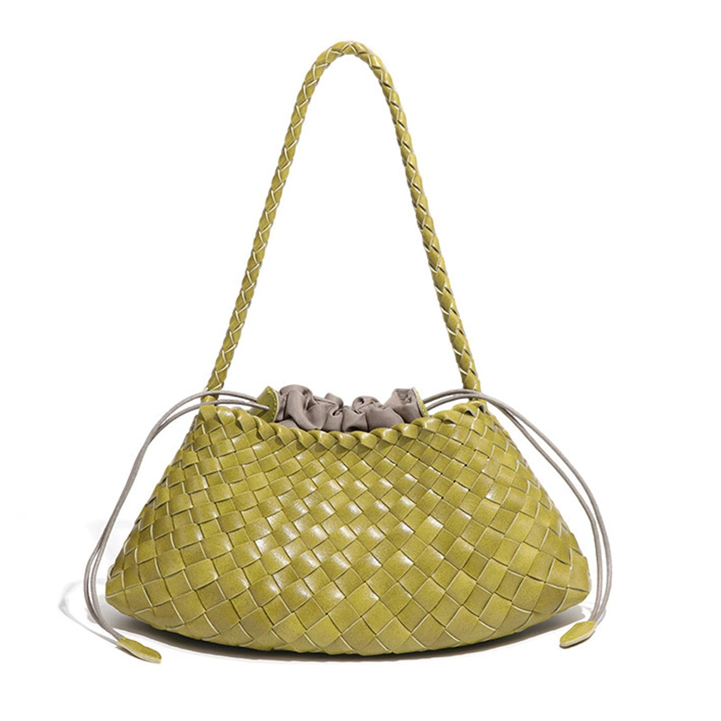 BELLPO Women's Woven Hobo Bag – Vegan Leather Shoulder Tote Purse, Trendy Bucket Handbag Underarm Slouchy Clutch for Travel & Vintage Style (Yellow)