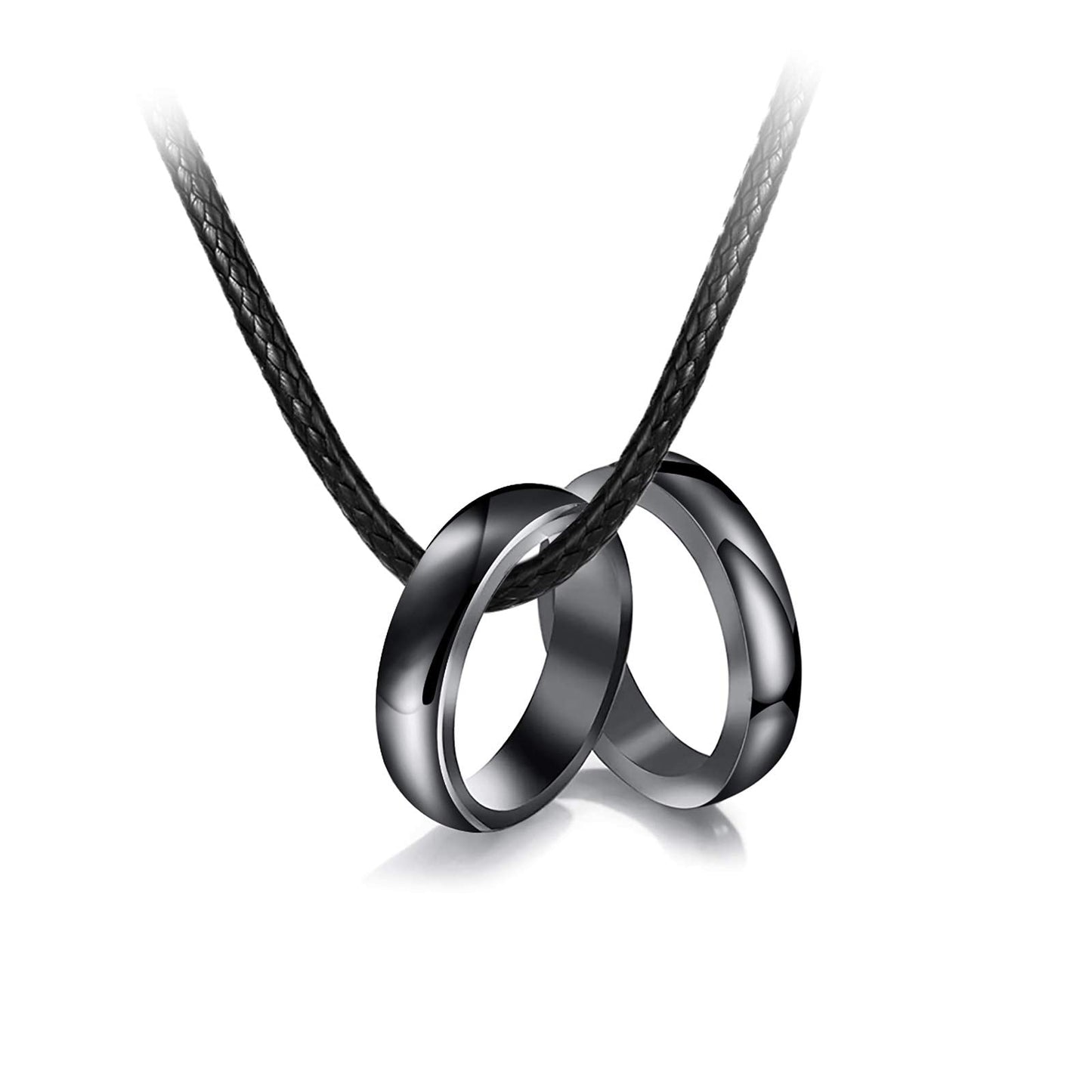 COLORFUL BLING 2Pcs Black Hematite Stone Rings Necklace Set Anxiety Absorb Negative Energy Balance Chakra Healing Jewelry for Women Men(6MM)-11