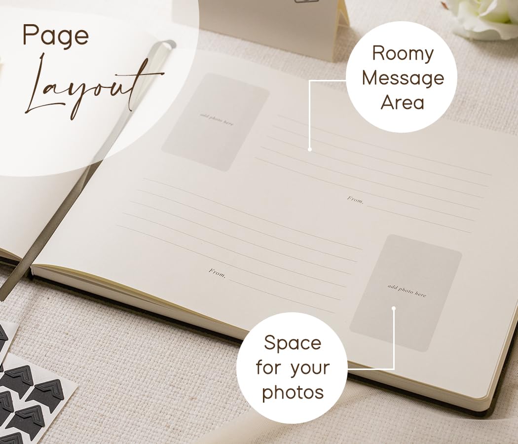 Modern Album Designs Our Wedding Photo Guest Book Set - Sign, Photo Corner Stickers Pen, Box, Layout Pages for Instant Photos Photo Booth Weddings Bridal Showers Engagement Events (Olive)