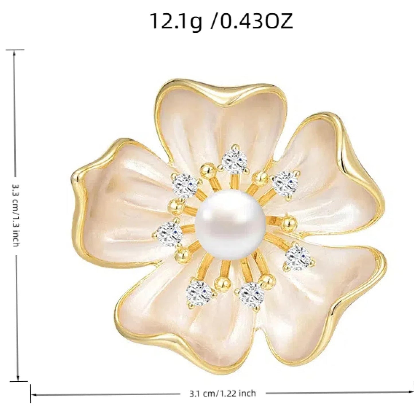 Elegant Emerald Green Four-Petal Floral Brooch Pin, Vintage-Inspired Gift for Women