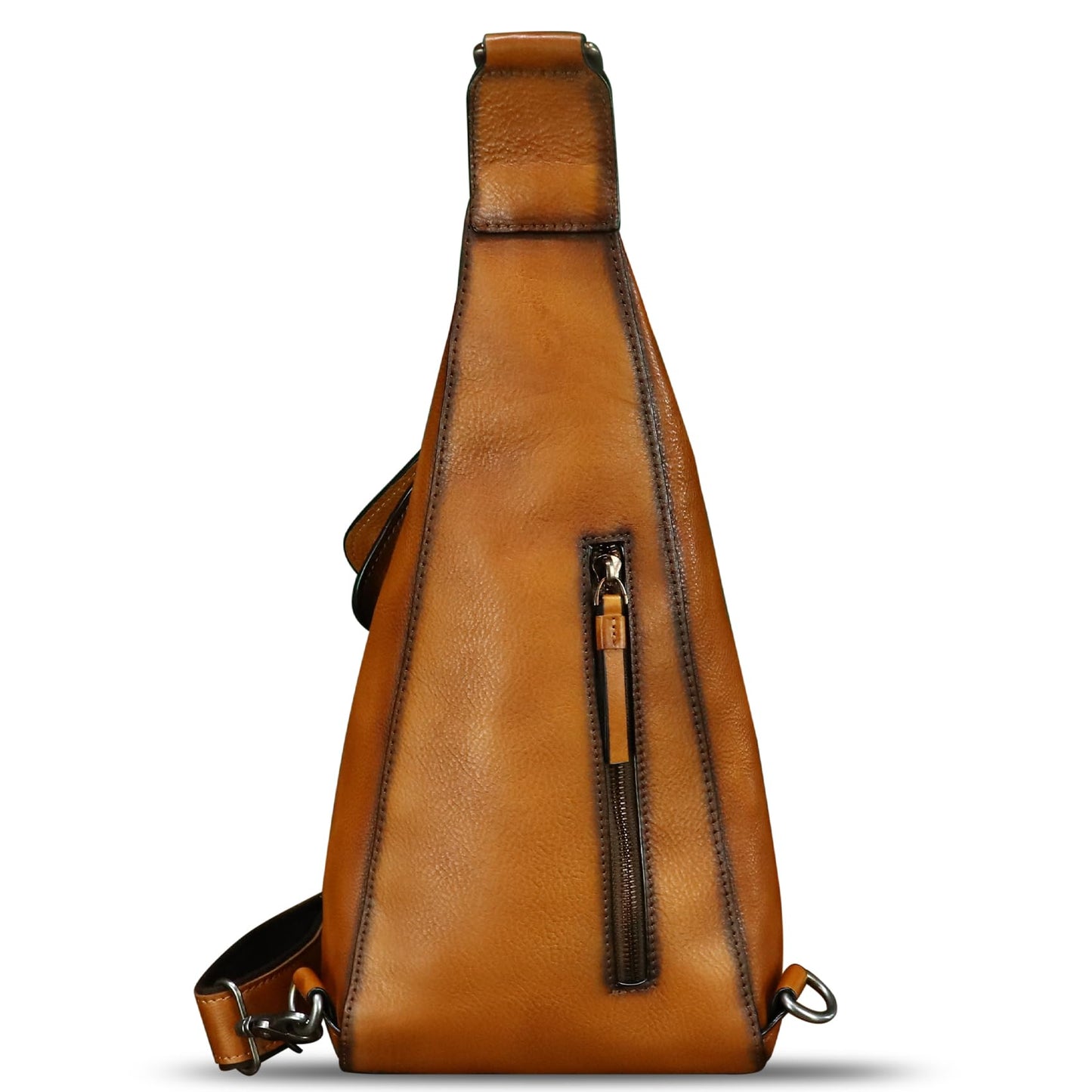 Genuine Leather Sling Bag for Men and Women Vintage Desinger Chest Over Shoulder Crossbody Bag Sling Backpack Purse (Brown)