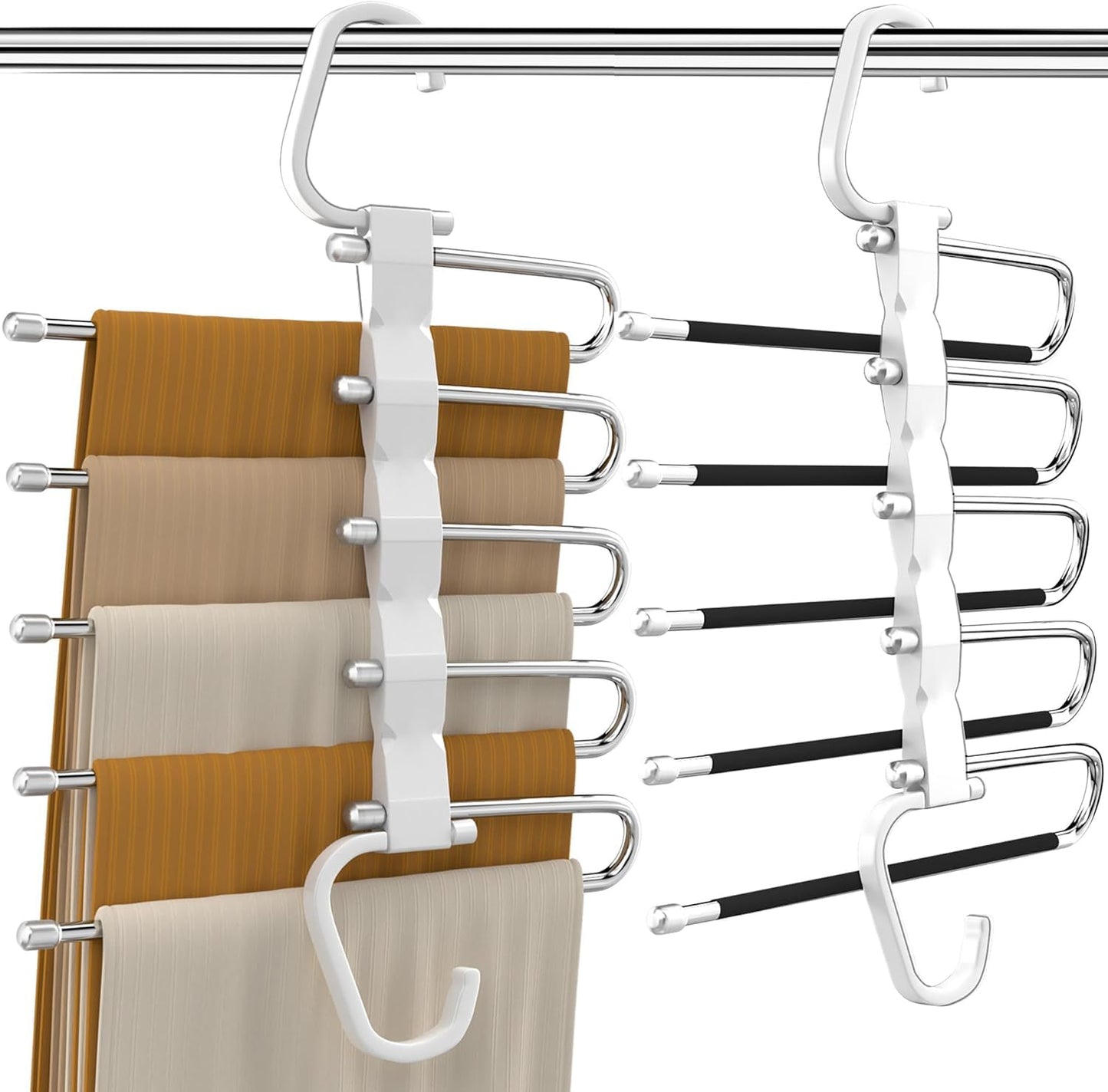 Pant Hangers Space Saving Jean Hangers -No Wrinkle Clothes Hanger - Closet Organizer and Storage, College Dorm Room Essentials Apartment Must Have - 1 Pack