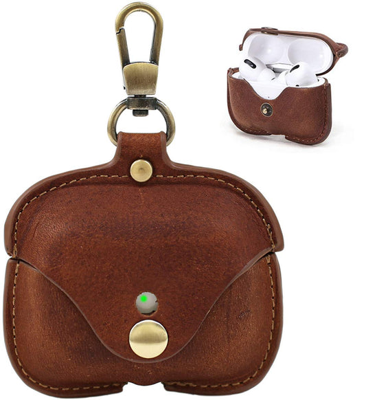 Compatible with AirPod Pro 3(2025) Case Leather,Leather Protective Airpod Pro 1st/2nd/3rd Case Cover Shockproof with Loss Prevention Clip for AirPods Pro Wireless Charging Case for airpods (Brown)