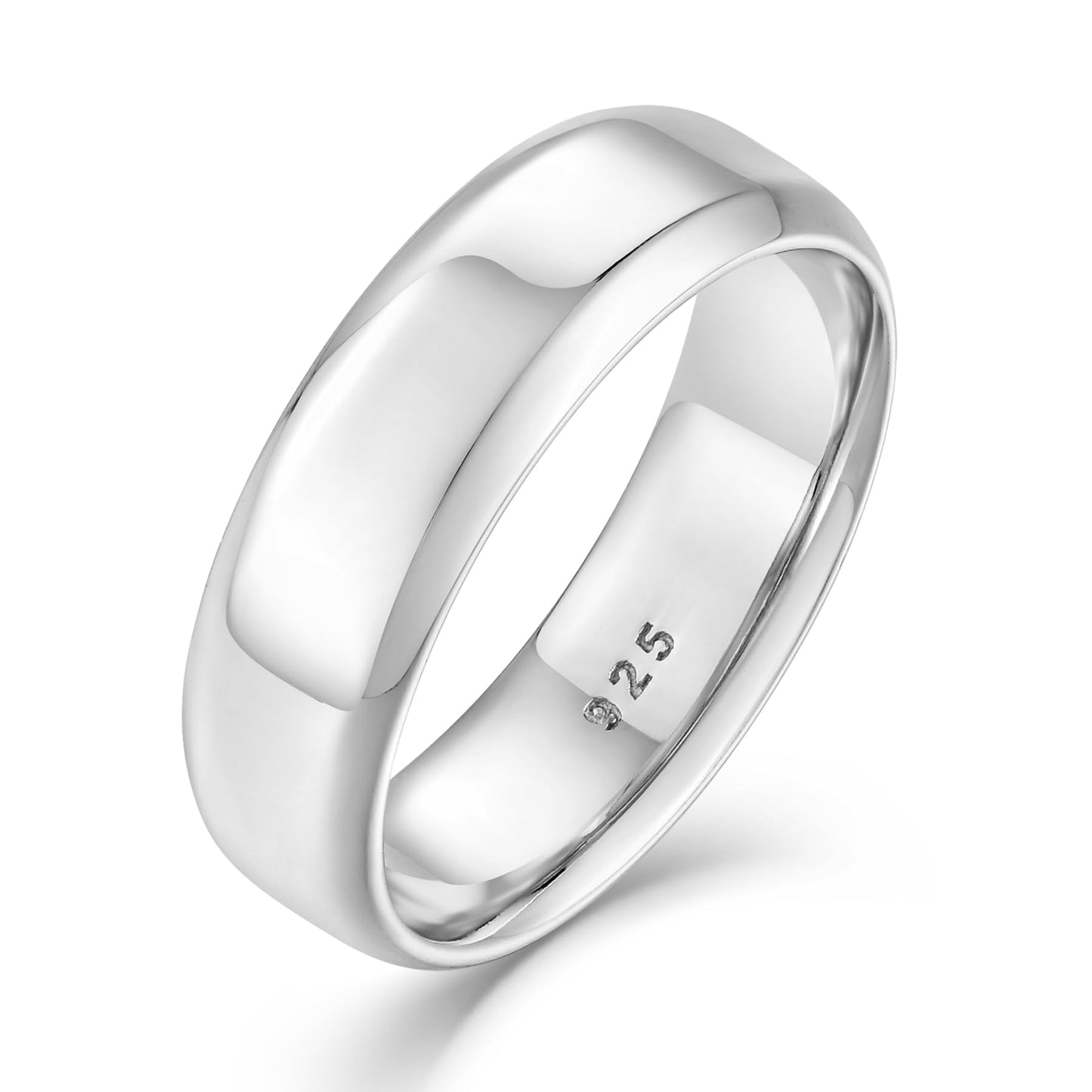 STARCHENIE 6mm Wedding Band 925 Sterling Silver Ring for Men High Polish Finish Beveled Edge Size 10
