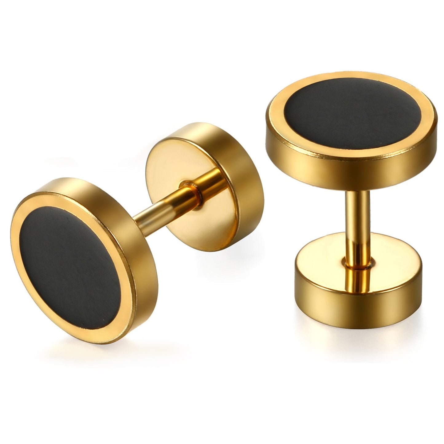 Aroncent Stud Earrings for Men Women Fake Gauge Fake Earrings Stainless Steel Earrings 8MM Rosegold
