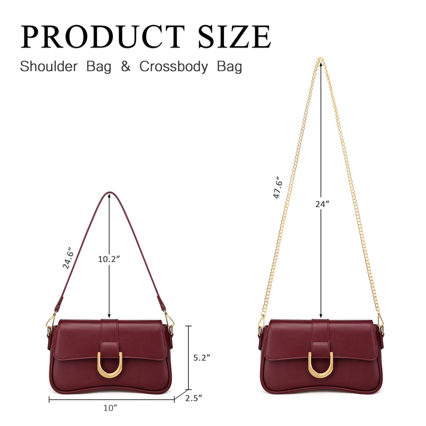 KKXIU Shoulder Bag for Women, Small Handbag Cute Purse Retro Clutch Underarm Hobo Bag, Wine Red