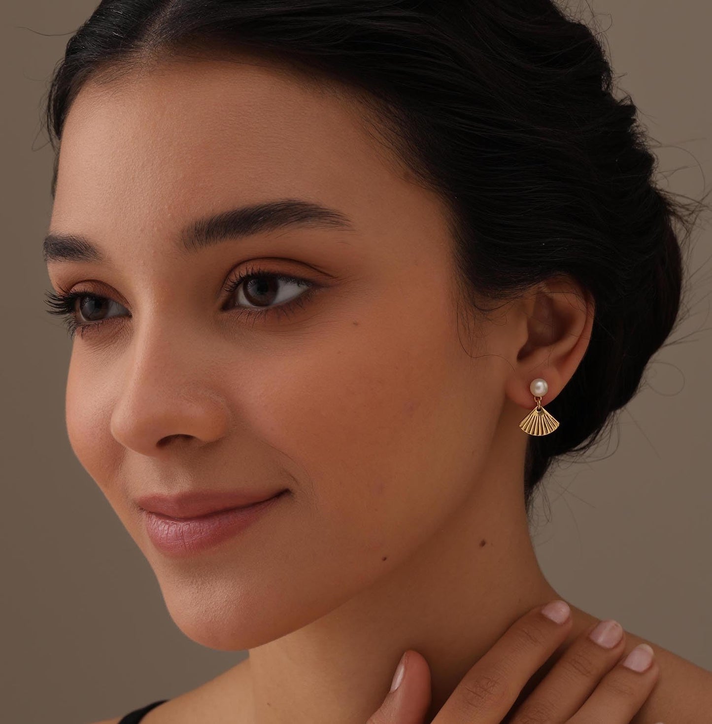 LeCalla 925 Sterling Silver Freshwater Pearl Stud Earrings for Women | 14K Gold-Plated Shell Pearl Earring 18 MM