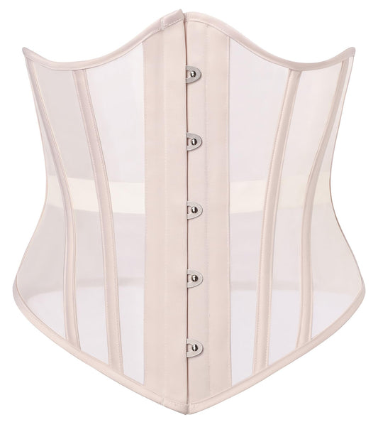 Scarlet Darkness Corset Belt for Women Renaissance Boned Underbust Corset Mesh Wide Waist Belt Apricot Size 10