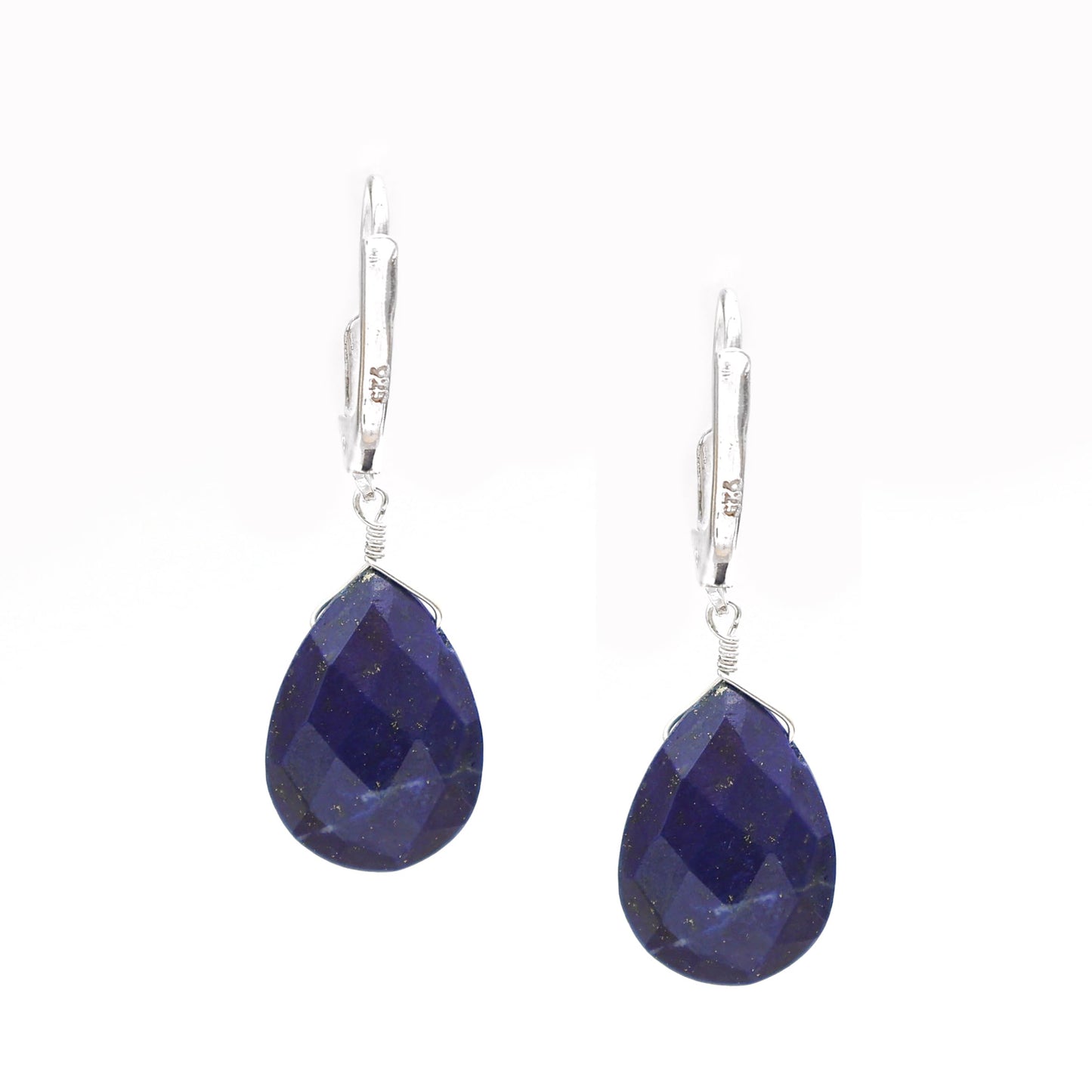 GEMINSPIRE Lapis Lazuli Pear Shape Tear Drop Earrings Suspended with Sterling Silver Lever Back Hoop, Elegant Handmade Dangling Earrings For Women, September Birthstone Jewelry